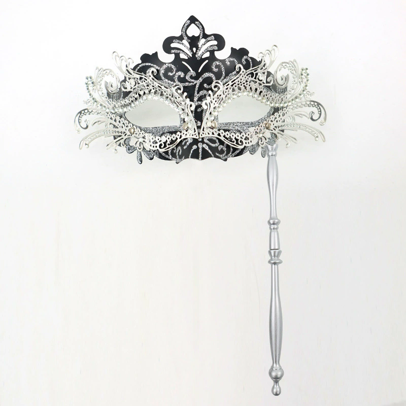 Metal Rhinestone Handheld Mask – Detachable Half Face Masquerade Mask with Stick for Women, Luxury Party Accessory for Halloween & Ball