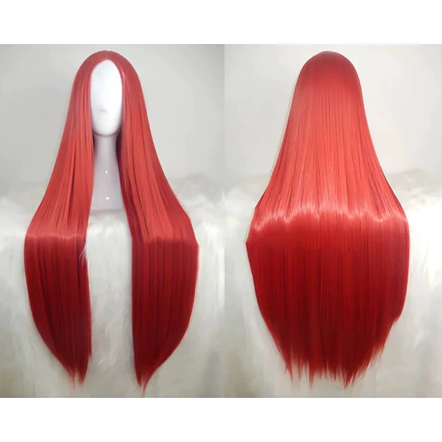80cm Long Straight Anime Wig – Middle Part Bangs Cosplay Wig for Women Girls Halloween Party Prop