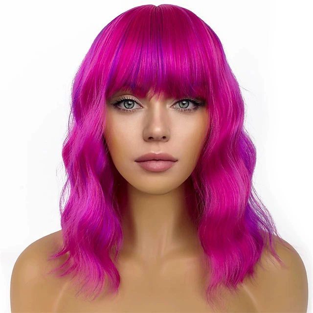 Women's Medium Long Curly Wig – Colorful Short Curls Halloween Costume Wig for Adult Women Party Prop