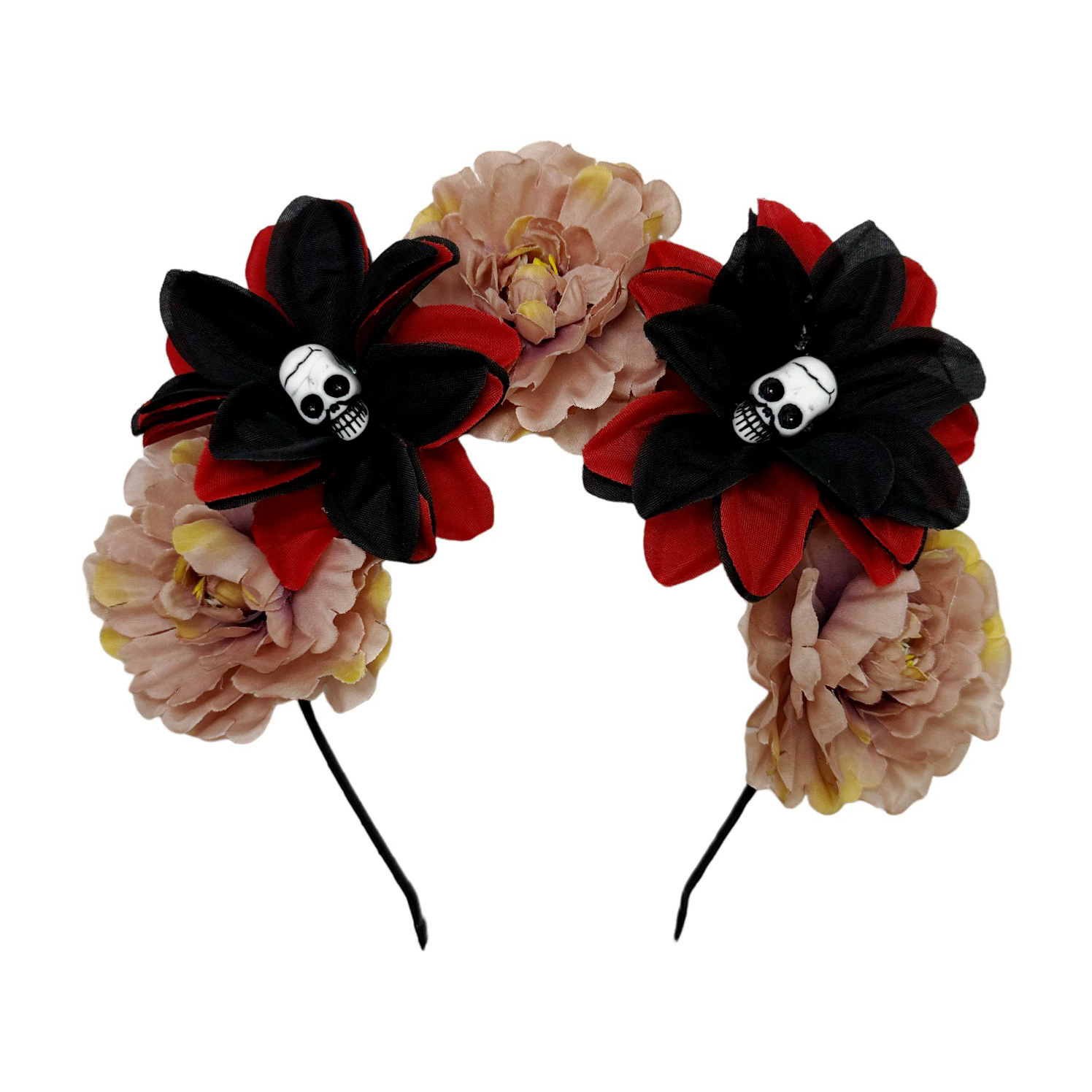 Gothic Flower Skull Headband – Rose Skull Hairband for Women & Girls Halloween Costume Accessory