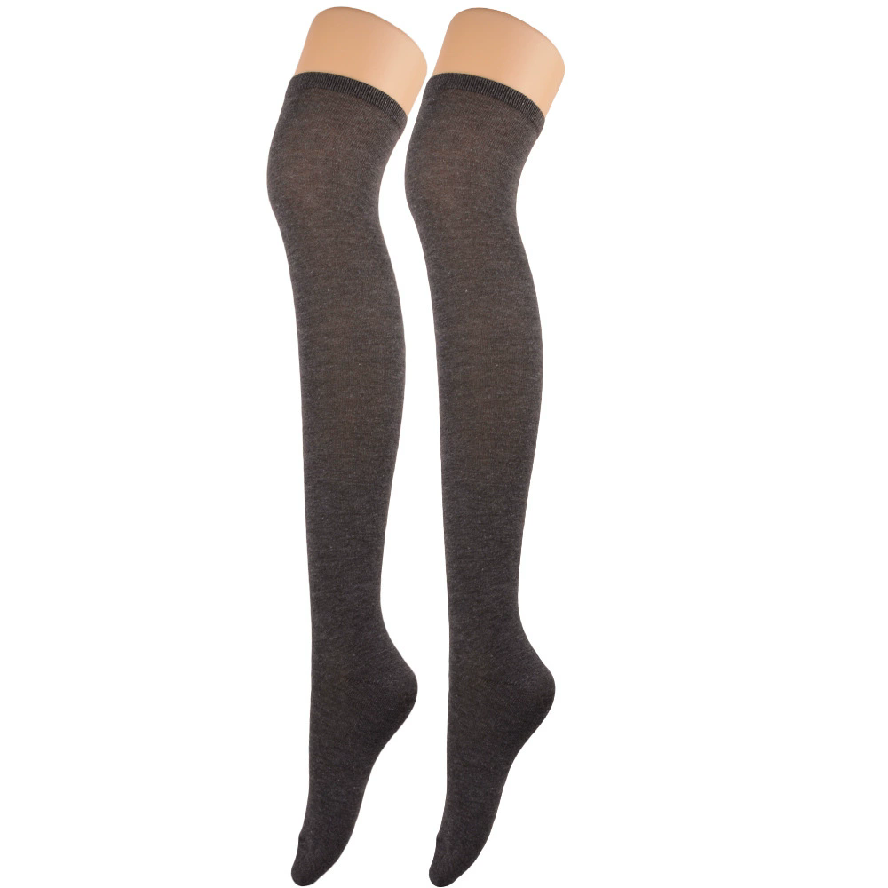 Plain Thigh High Socks – Solid Color Over Knee Stockings for Women Halloween Costume