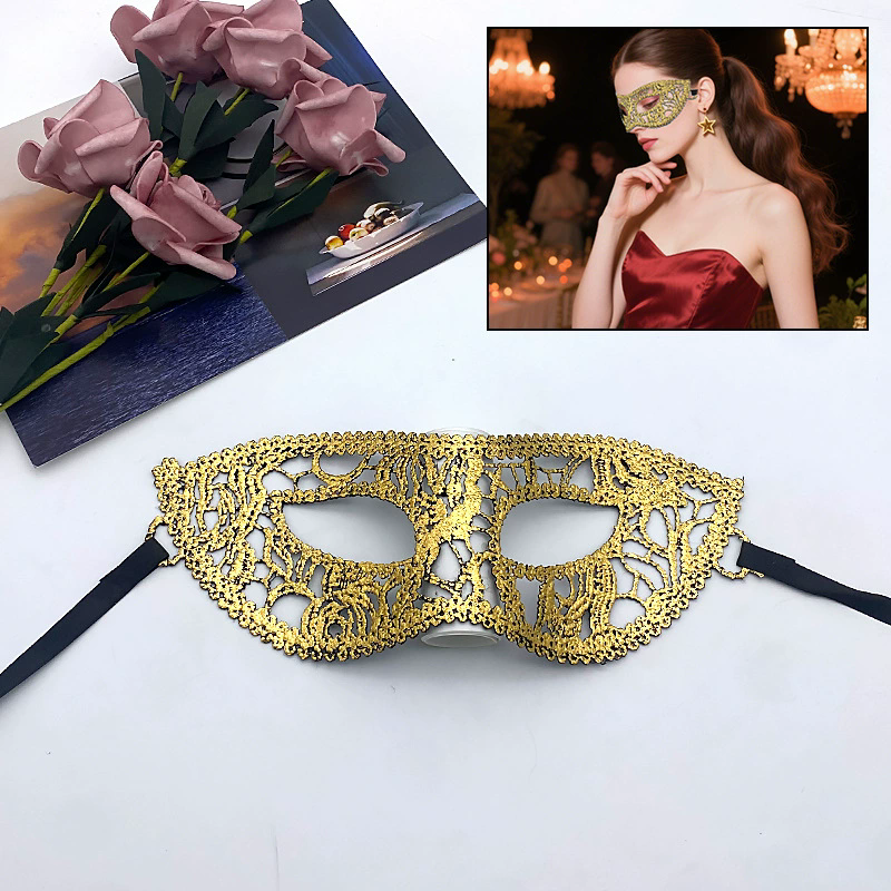 Gold Lace Masquerade Mask – Half Face Eye Mask  for Women, Sexy Party Mask for Ball & Nightclub