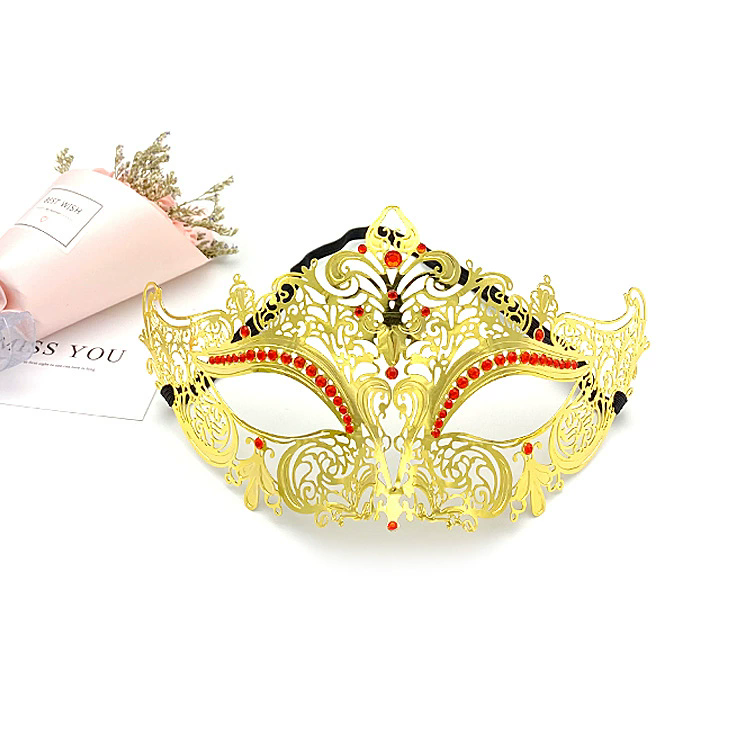 Rhinestone Metal Mask – Half Face Masquerade Mask with Crystal Gems for Women, Glamorous Party Mask for Halloween & Cosplay