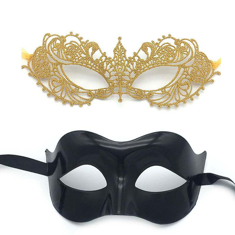 Couple Eye Mask Set – Matching Half Face Masquerade Mask for Men & Women, Romantic Party Accessory for Halloween & Ball