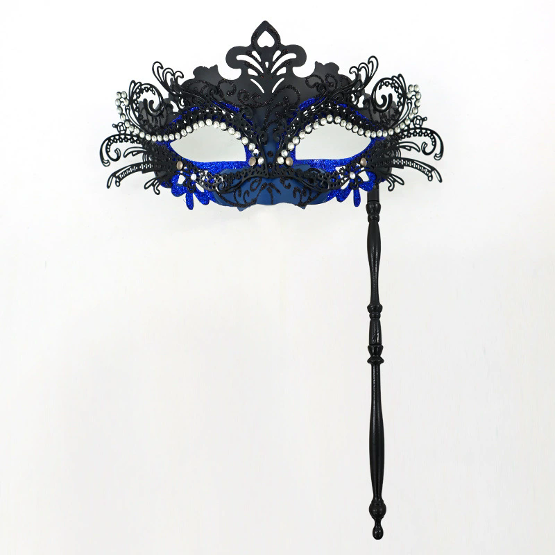 Metal Rhinestone Handheld Mask – Detachable Half Face Masquerade Mask with Stick for Women, Luxury Party Accessory for Halloween & Ball
