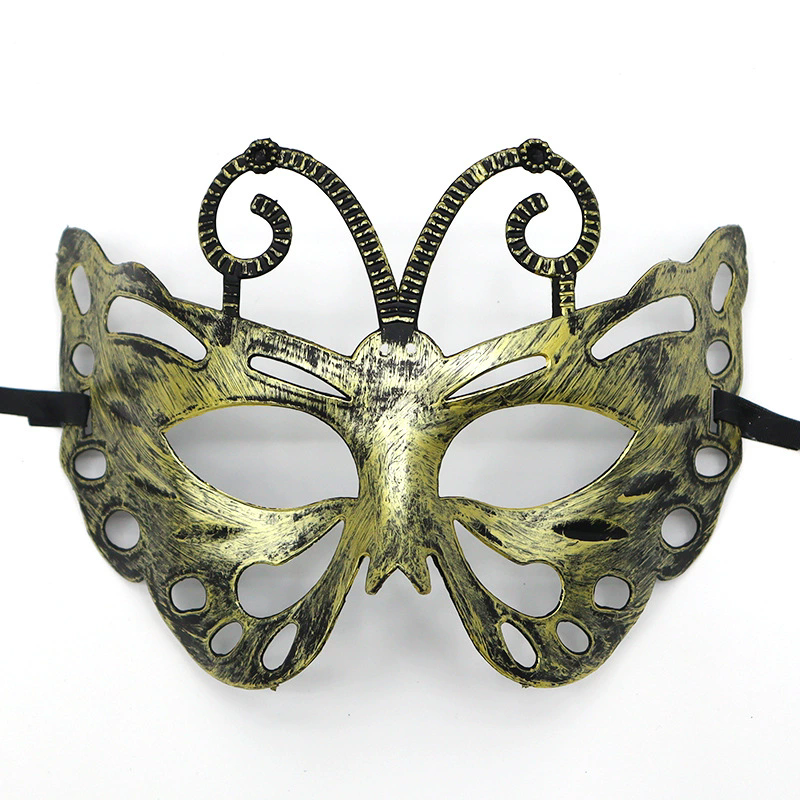 Vintage Jazz Half Face Mask – Retro Flat Top Masquerade Mask with Antique Finish for Men & Women Party Costume