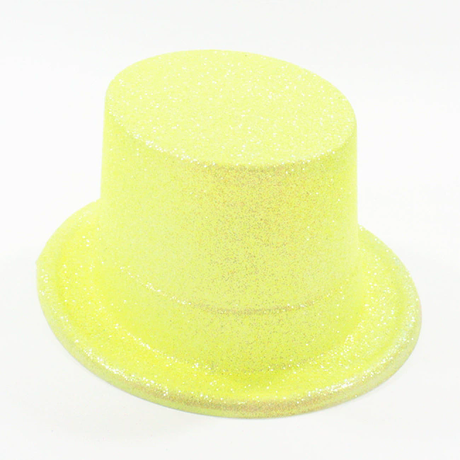 Gold Glitter Plastic Top Hat – Extra High Lincoln Stovepipe Hat for Magician & Jazz Costume Prop