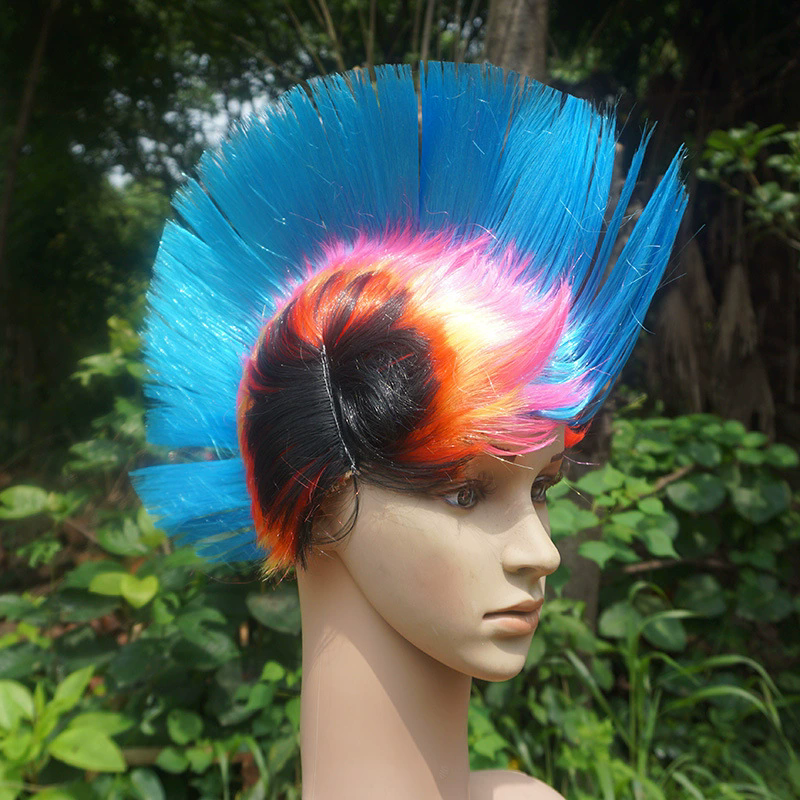 Colorful Mohawk Wig – Fluffy Spiky Punk Wig for Men & Women, Halloween Party Costume Prop