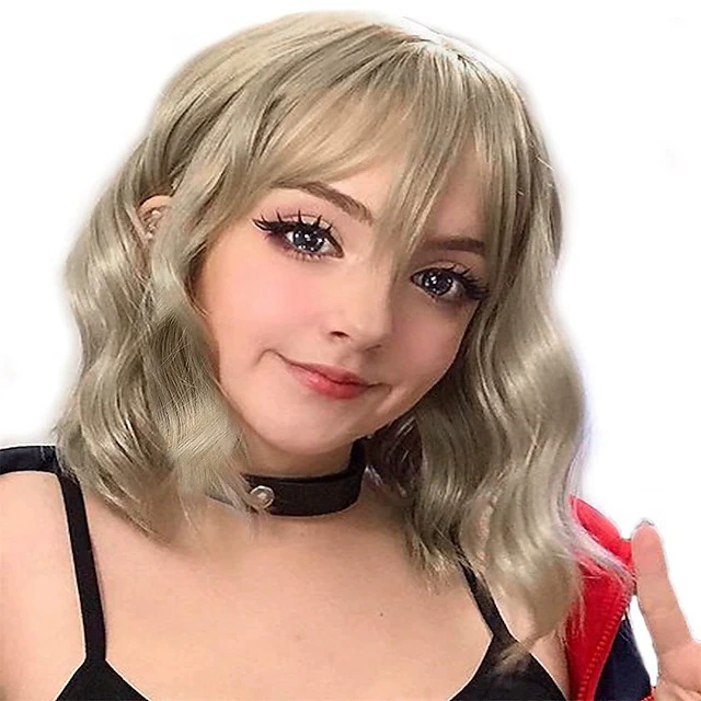 Women's Medium Long Curly Wig – Colorful Short Curls Halloween Costume Wig for Adult Women Party Prop