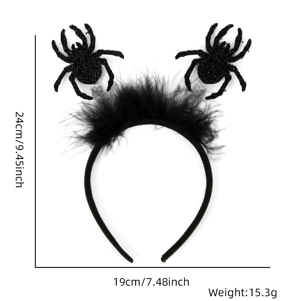 Halloween Ghost Bat Feather Headband – Spooky Hairband with Ghost, Bat & Feather Decorations for Women & Kids