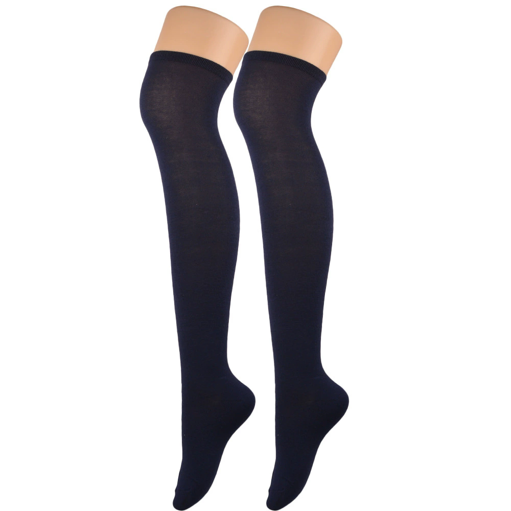 Plain Thigh High Socks – Solid Color Over Knee Stockings for Women Halloween Costume