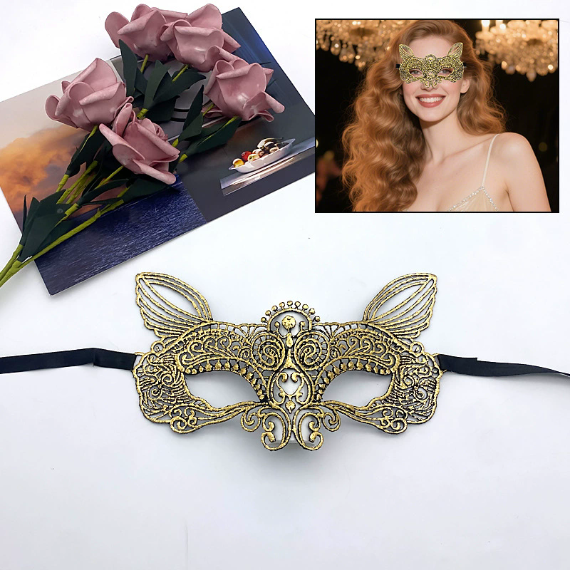Gold Lace Masquerade Mask – Half Face Eye Mask  for Women, Sexy Party Mask for Ball & Nightclub