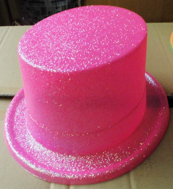 Gold Glitter Plastic Top Hat – Extra High Lincoln Stovepipe Hat for Magician & Jazz Costume Prop