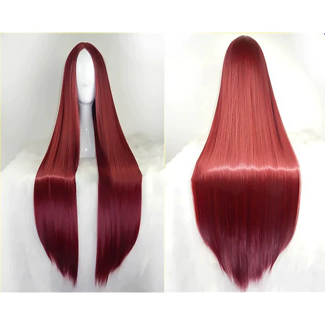 80cm Long Straight Anime Wig – Middle Part Bangs Cosplay Wig for Women Girls Halloween Party Prop