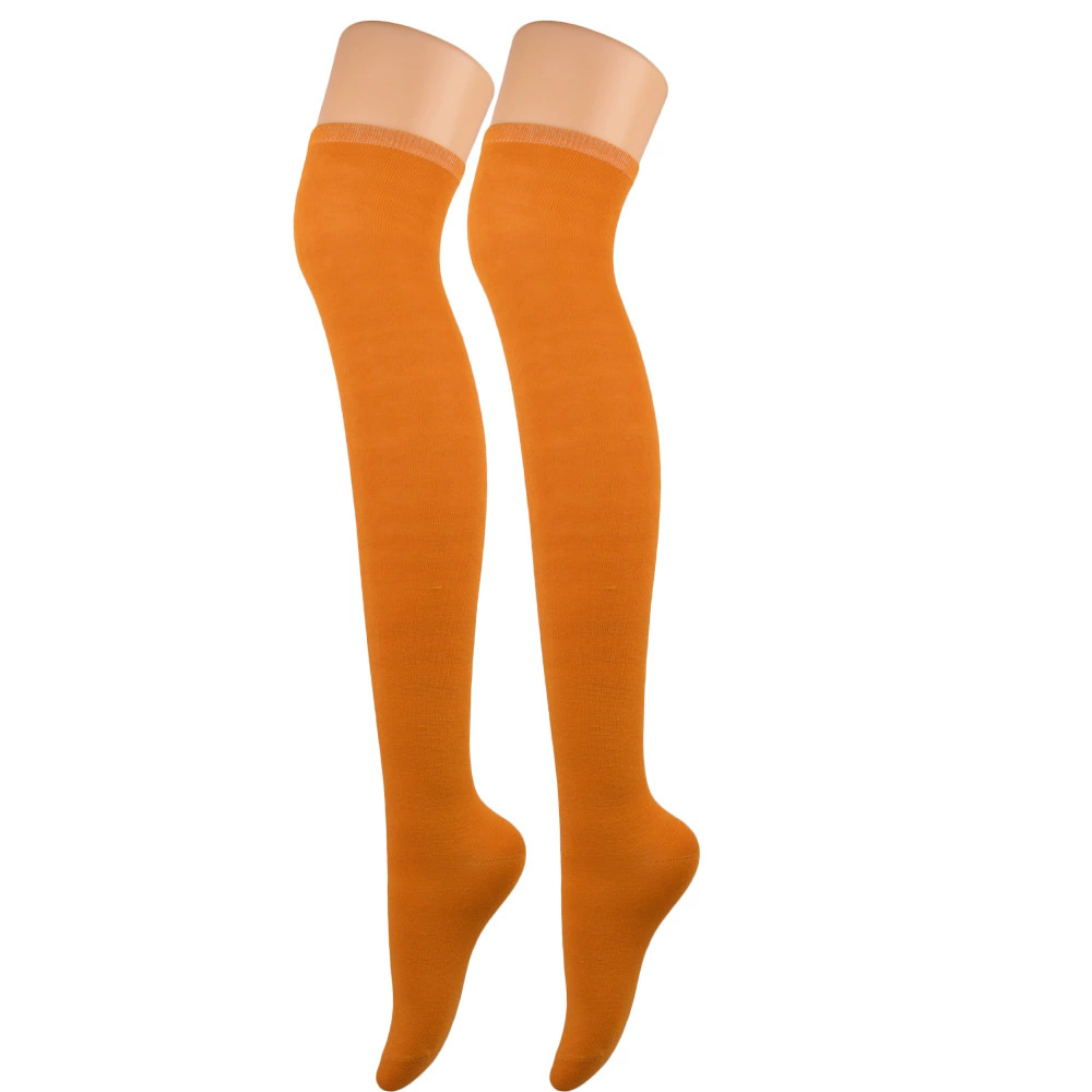 Plain Thigh High Socks – Solid Color Over Knee Stockings for Women Halloween Costume