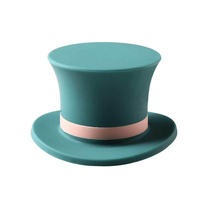 close-up contrast ribbon band vintage top hat threaded rib sealing base silicone wine stopper texture detail