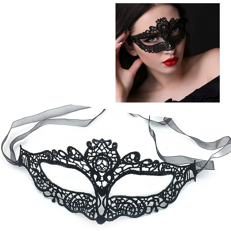 Structured Lace Half Face Mask – Black Princess Style Masquerade Eye Mask with Shaped Design for Women Ball & Party