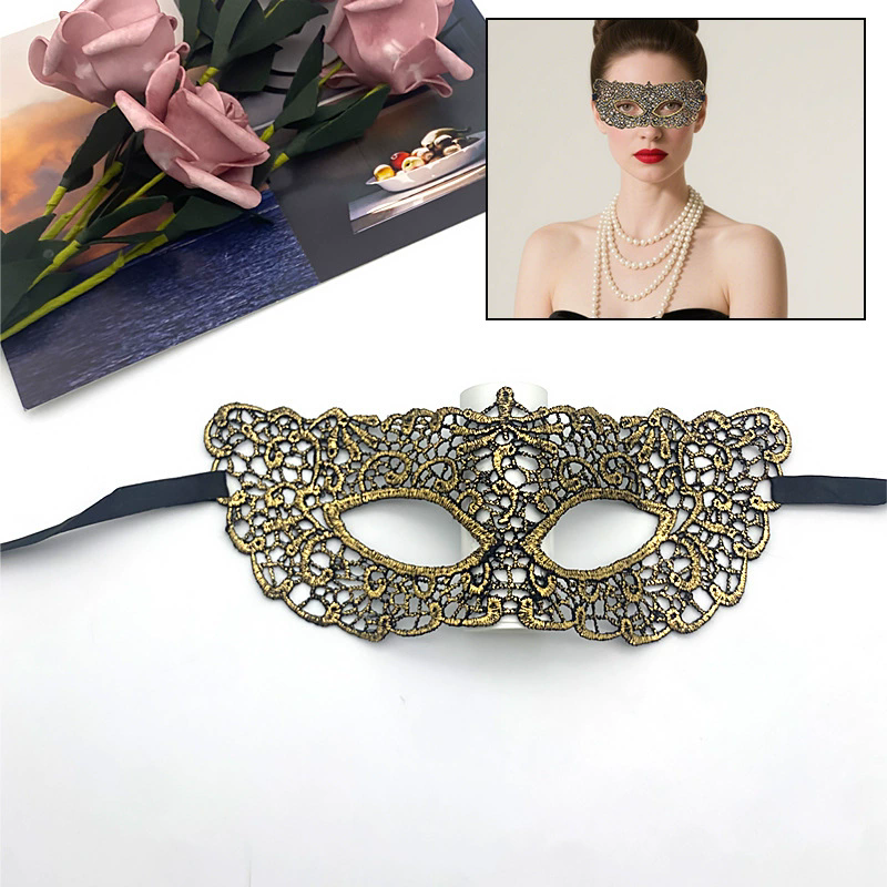 Gold Lace Masquerade Mask – Half Face Eye Mask  for Women, Sexy Party Mask for Ball & Nightclub