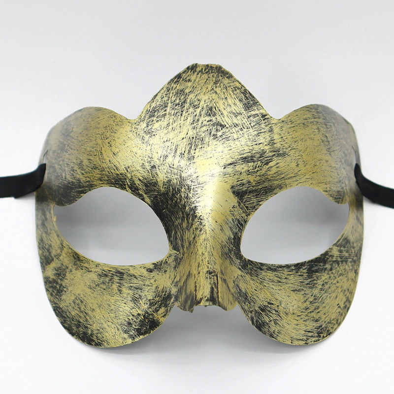 Vintage Jazz Half Face Mask – Retro Flat Top Masquerade Mask with Antique Finish for Men & Women Party Costume