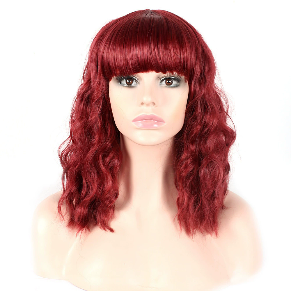 Women's Medium Long Curly Wig – Colorful Short Curls Halloween Costume Wig for Adult Women Party Prop