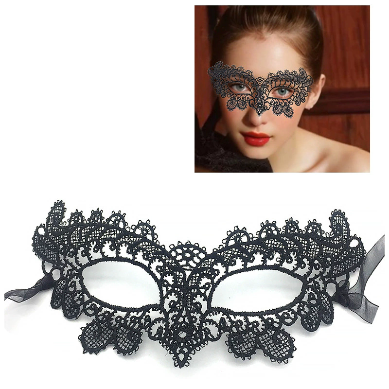 Structured Lace Half Face Mask – Black Princess Style Masquerade Eye Mask with Shaped Design for Women Ball & Party