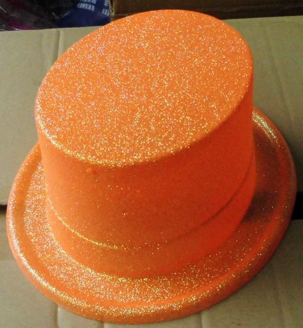 Gold Glitter Plastic Top Hat – Extra High Lincoln Stovepipe Hat for Magician & Jazz Costume Prop