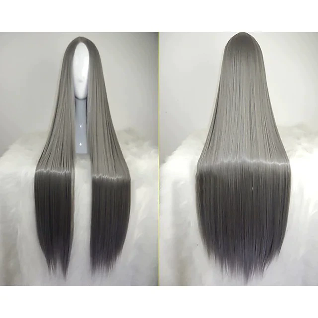 80cm Long Straight Anime Wig – Middle Part Bangs Cosplay Wig for Women Girls Halloween Party Prop