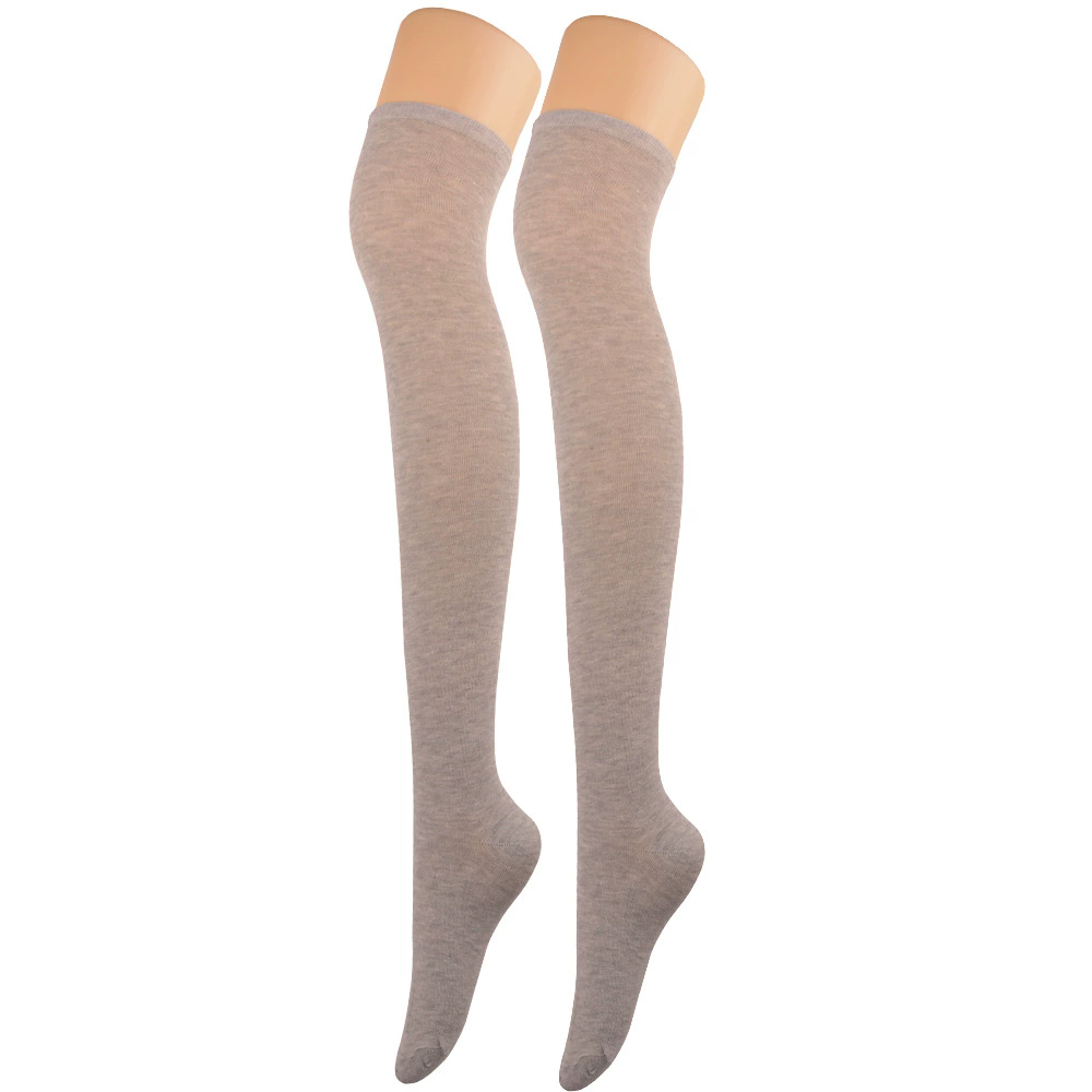 Plain Thigh High Socks – Solid Color Over Knee Stockings for Women Halloween Costume