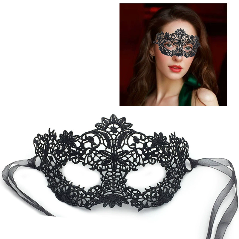 Structured Lace Half Face Mask – Black Princess Style Masquerade Eye Mask with Shaped Design for Women Ball & Party