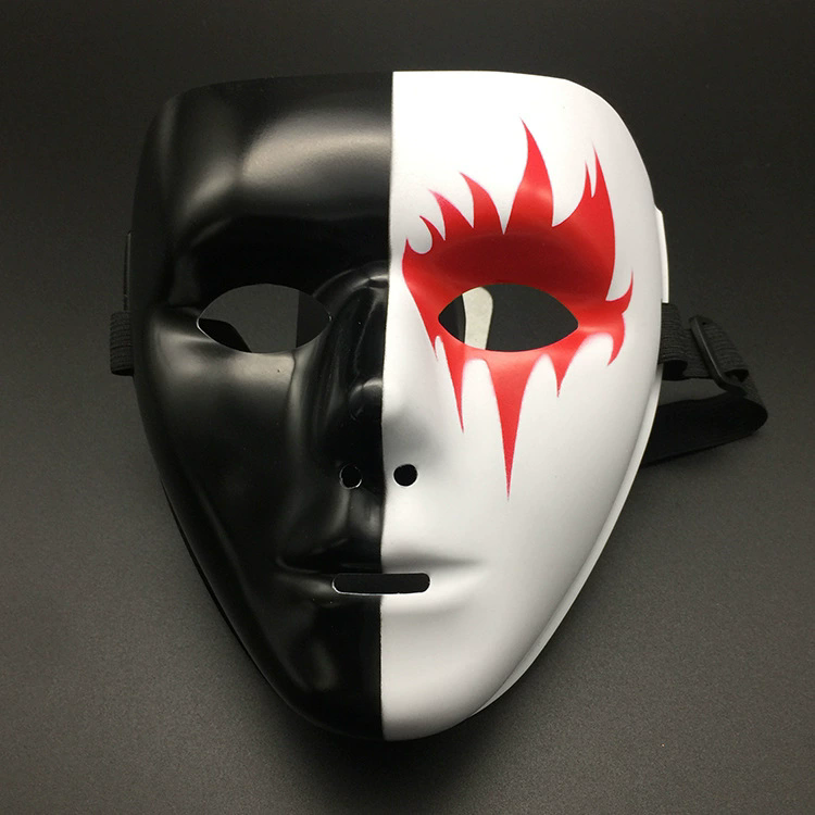 Full Face Masquerade Mask – Hand Painted White Eye Mask for Men, Street Dance, Cosplay & Halloween Costume