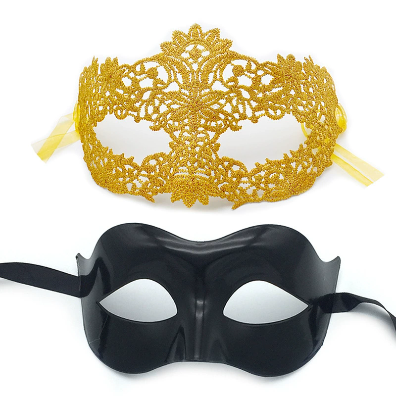 Couple Eye Mask Set – Matching Half Face Masquerade Mask for Men & Women, Romantic Party Accessory for Halloween & Ball