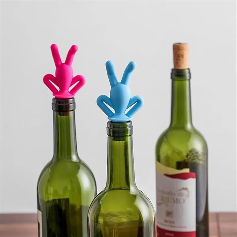 funny upside down little man food grade threaded silicone wine bottle stopper white background product shot