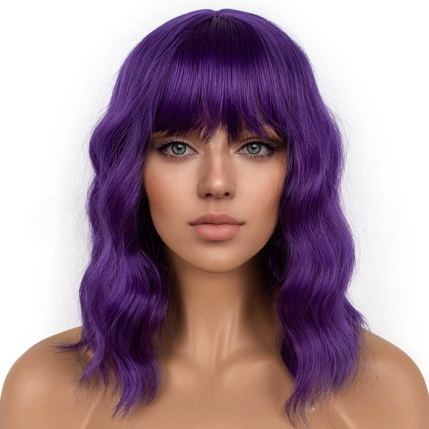 Women's Medium Long Curly Wig – Colorful Short Curls Halloween Costume Wig for Adult Women Party Prop