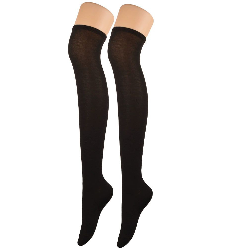 Plain Thigh High Socks – Solid Color Over Knee Stockings for Women Halloween Costume