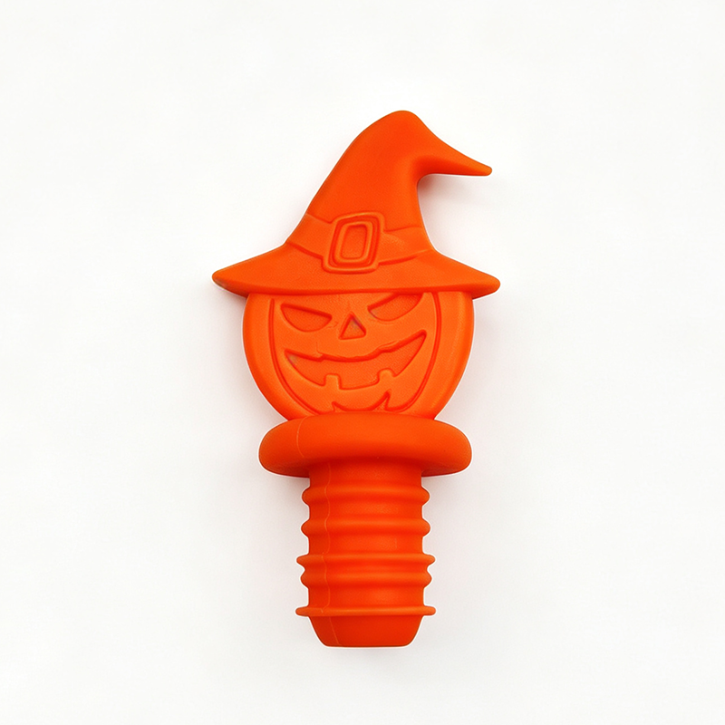halloween witch hat jack-o-lantern food grade silicone wine bottle stopper pure white background product shot