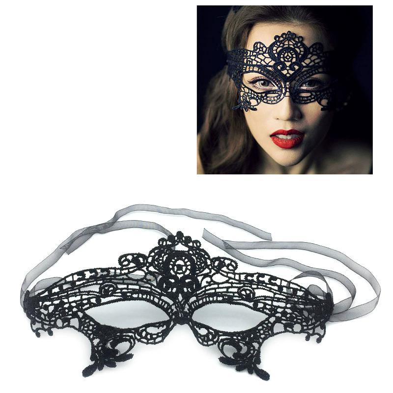 Structured Lace Half Face Mask – Black Princess Style Masquerade Eye Mask with Shaped Design for Women Ball & Party
