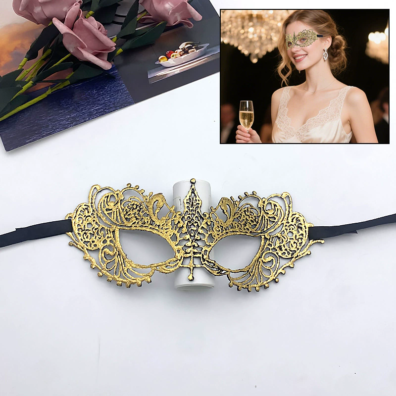 Gold Lace Masquerade Mask – Half Face Eye Mask  for Women, Sexy Party Mask for Ball & Nightclub