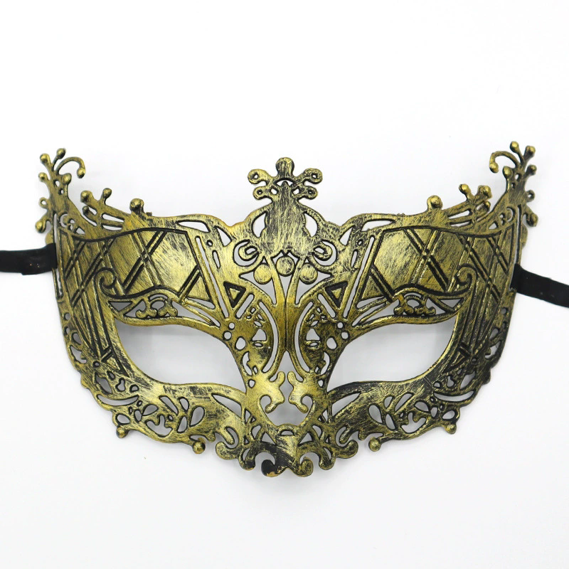 Vintage Jazz Half Face Mask – Retro Flat Top Masquerade Mask with Antique Finish for Men & Women Party Costume