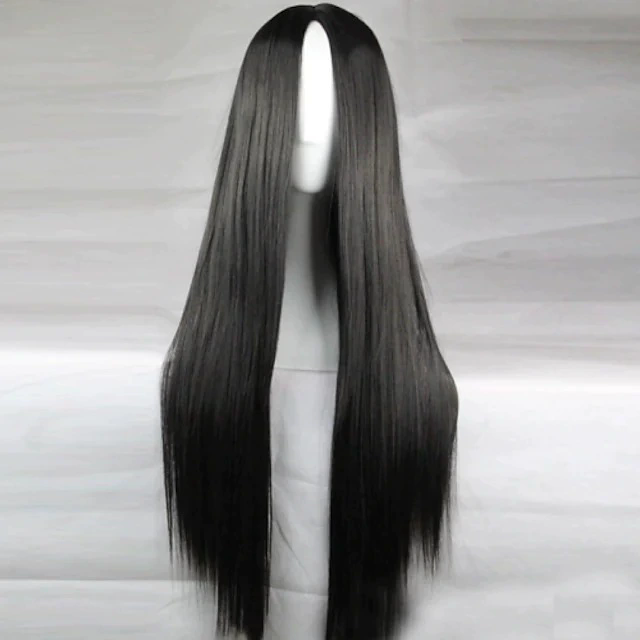 80cm Long Straight Anime Wig – Middle Part Bangs Cosplay Wig for Women Girls Halloween Party Prop