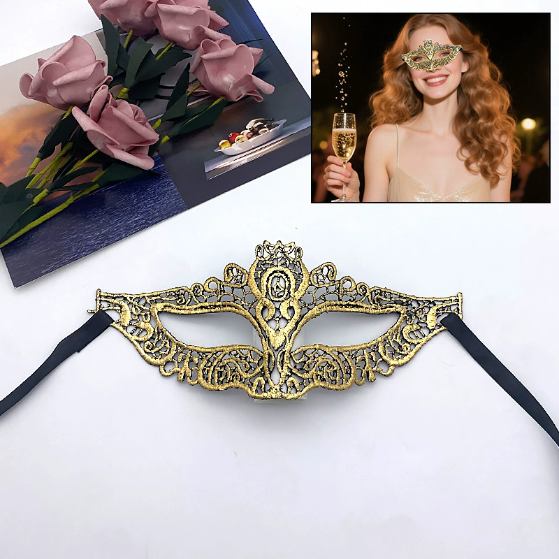 Gold Lace Masquerade Mask – Half Face Eye Mask  for Women, Sexy Party Mask for Ball & Nightclub