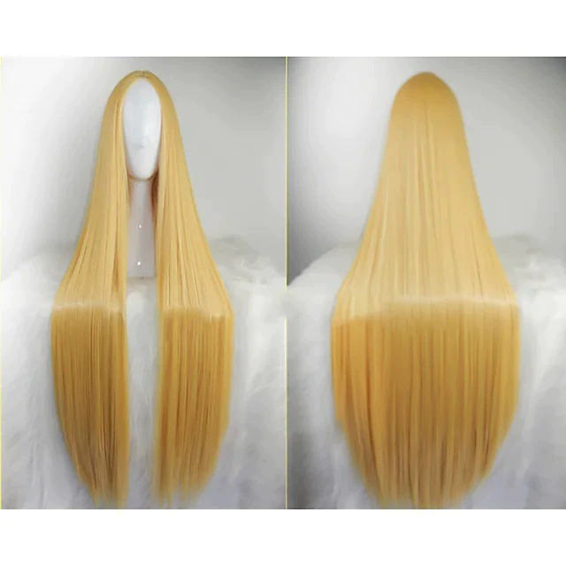 80cm Long Straight Anime Wig – Middle Part Bangs Cosplay Wig for Women Girls Halloween Party Prop