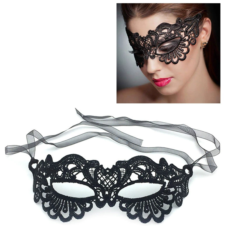 Structured Lace Half Face Mask – Black Princess Style Masquerade Eye Mask with Shaped Design for Women Ball & Party