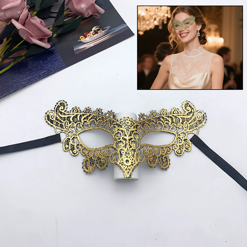 Gold Lace Masquerade Mask – Half Face Eye Mask  for Women, Sexy Party Mask for Ball & Nightclub