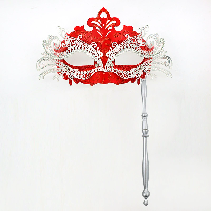Metal Rhinestone Handheld Mask – Detachable Half Face Masquerade Mask with Stick for Women, Luxury Party Accessory for Halloween & Ball