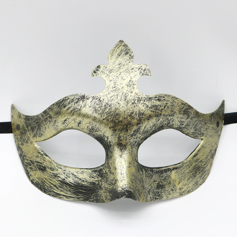 Vintage Jazz Half Face Mask – Retro Flat Top Masquerade Mask with Antique Finish for Men & Women Party Costume