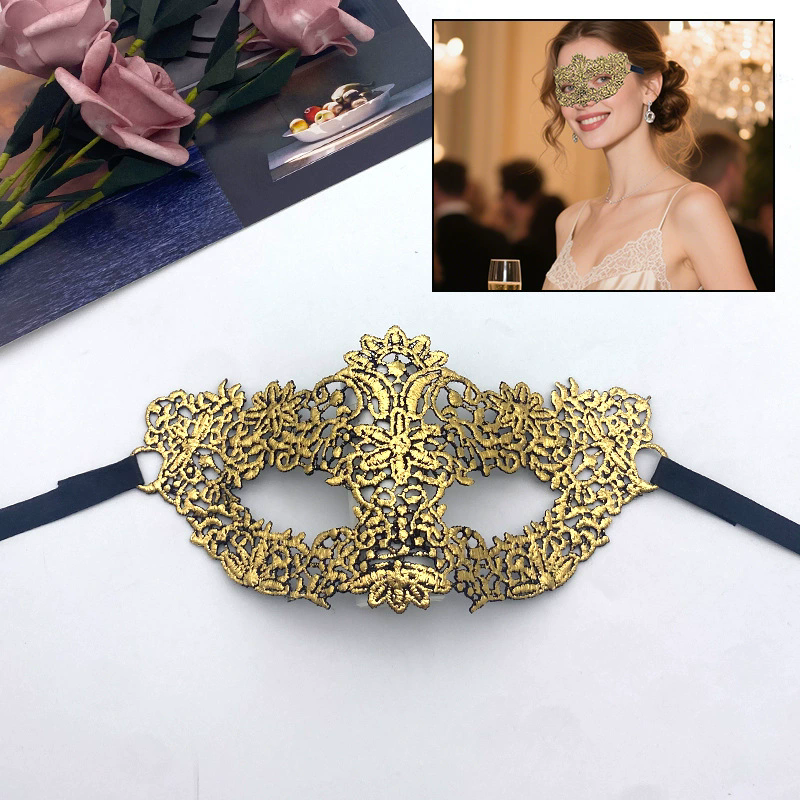 Gold Lace Masquerade Mask – Half Face Eye Mask  for Women, Sexy Party Mask for Ball & Nightclub