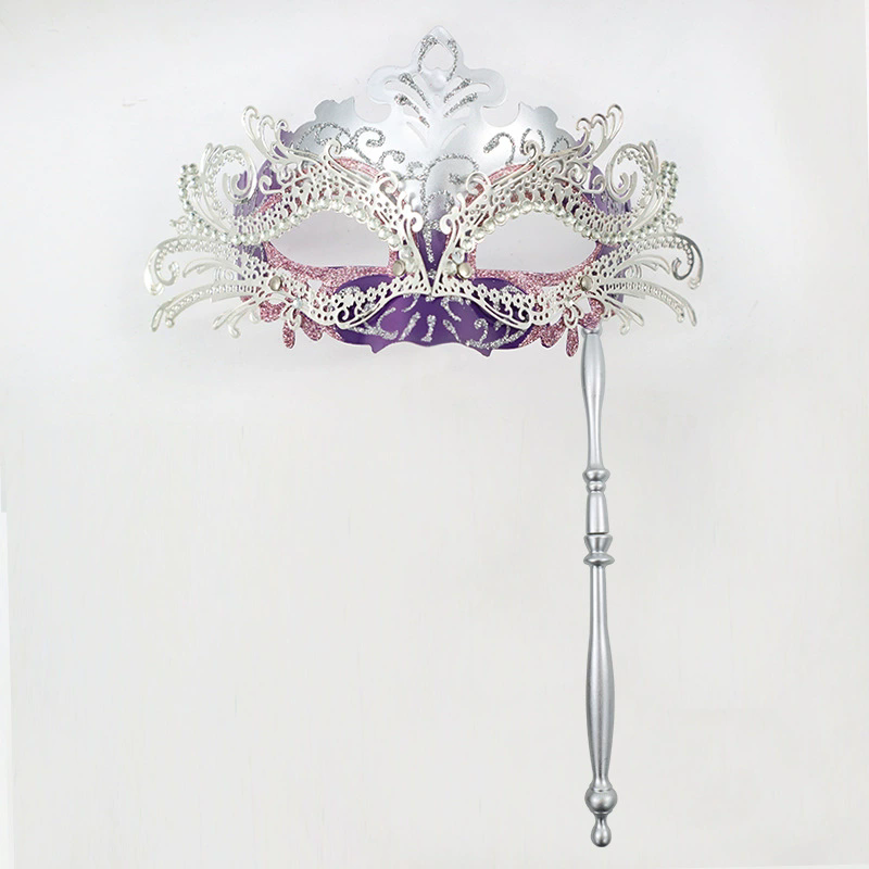 Metal Rhinestone Handheld Mask – Detachable Half Face Masquerade Mask with Stick for Women, Luxury Party Accessory for Halloween & Ball
