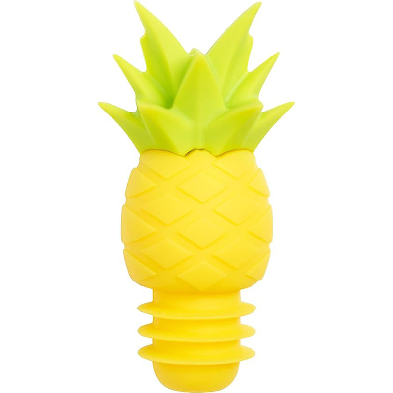 close-up diamond peel texture pineapple leaf crown threaded rib sealing base silicone wine stopper surface detail