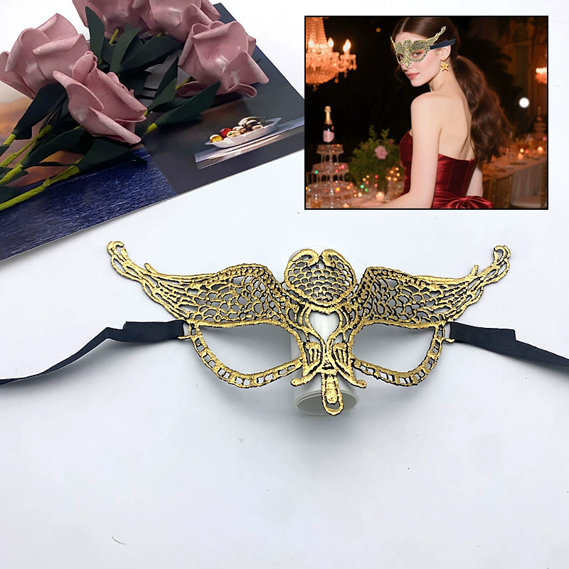 Gold Lace Masquerade Mask – Half Face Eye Mask  for Women, Sexy Party Mask for Ball & Nightclub