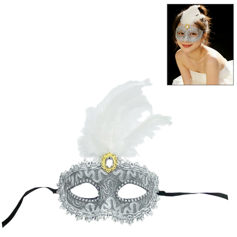 Princess Feather Masquerade Mask – Cute Half Face Eye Mask with Fluffy Feathers for Women, Romantic Party Accessory for Halloween